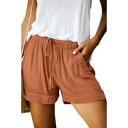 KISSMODA Women Casual Shorts Elastic Waist Drawstring Shorts With Pockets High Waisted Shorts For Women