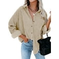 thumbnail image 1 of KISSMODA Women Corduroy Shirts Flannel Shacket Jacket Casual Long Sleeve Button Down Blouses Tops, 1 of 8