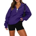 thumbnail image 1 of KISSMODA Women Half Zipper Pullover Sweatshirt Long Sleeve Hoodies Kangaroo Pocket Fleece Basic Sweater, 1 of 4