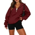thumbnail image 1 of KISSMODA Women Half Zipper Pullover Sweatshirt Long Sleeve Hoodies Kangaroo Pocket Fleece Basic Sweater, 1 of 4