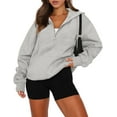 thumbnail image 1 of KISSMODA Women Half Zipper Pullover Sweatshirt Long Sleeve Hoodies Kangaroo Pocket Fleece Basic Sweater, 1 of 4