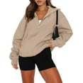 thumbnail image 1 of KISSMODA Women Half Zipper Pullover Sweatshirt Long Sleeve Hoodies Kangaroo Pocket Fleece Basic Sweater, 1 of 4