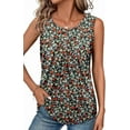 thumbnail image 1 of KISSMODA Women Summer Tank Tops Round Neck Sleeeveless Folded Front Tunic Casual Outfit 2025 Basic Loose Shirts, 1 of 6