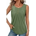 thumbnail image 1 of KISSMODA Women Summer Tank Tops Round Neck Sleeeveless Folded Front Tunic Casual Outfit 2025 Basic Loose Shirts, 1 of 6