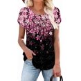 thumbnail image 1 of KISSMODA Women Tunic Tops Dressy Casual Summer Short Sleeve Shirts Floral Loose Fit Pleated Boho Top S-3XL, 1 of 5