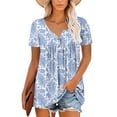 thumbnail image 1 of KISSMODA Summer Tops for Women V Neck Boho Blouse Short Sleeve Tops Print Casual Trendy T Shirts Pullover, 1 of 6