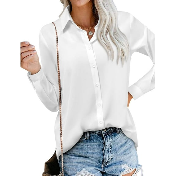 KISSMODA Women's Shirts Fashion Casual Loose Fit Long Sleeve Button Down Lightweight Collared Blouse Tops