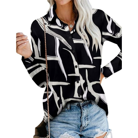 KISSMODA Women's Shirts Fashion Casual Loose Fit Long Sleeve Button Down Lightweight Collared Blouse Tops