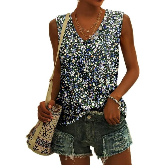KISSMODA Women's Tank Tops V Neck Casual Sleeveless Tops for Women 2025 Basic Trendy Tank Oversized Summer Blouses S-3XL