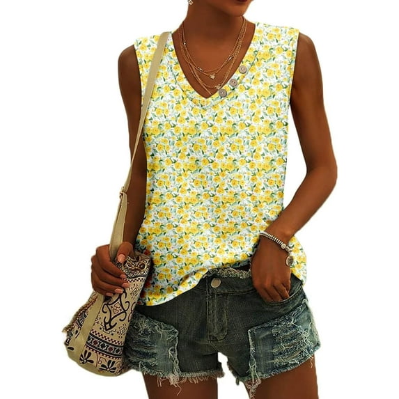 KISSMODA Women's Tank Tops V Neck Casual Sleeveless Tops for Women 2025 Basic Trendy Tank Oversized Summer Blouses S-3XL