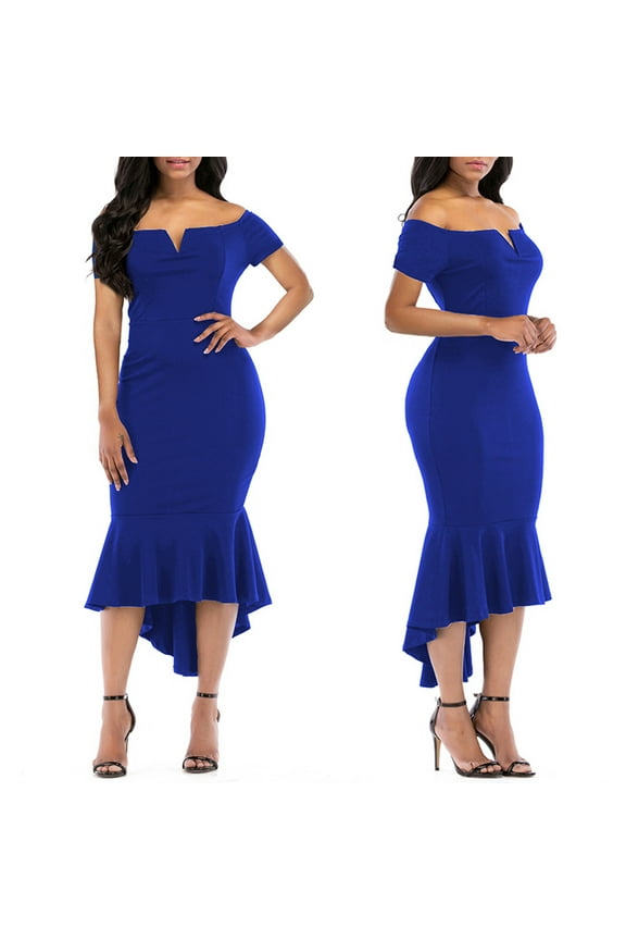 Women's V Neck Formal Dress Bodycon Maxi Evening Party Dresses Bridesmaid Swing Wedding Gown