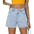 thumbnail image 1 of KISSMODA Women's Mid-High Waisted Ripped Denim Jean Shorts, Cutoff Stretchy Summer Shorts, 1 of 4