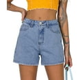 thumbnail image 1 of KISSMODA Women's Mid-High Waisted Ripped Denim Jean Shorts, Cutoff Stretchy Summer Shorts, 1 of 5