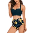 thumbnail image 1 of KISSMODA Womens Plus Size Bikini Swimsuits Two Piece Bathing Suit Floral bikini Halter Top with Boyshort Swimwears, 1 of 6