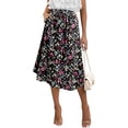 thumbnail image 1 of KISSMODA Womens Skirt Midi High Waist A-Line Casual Floral Print Trendy Bohemia Work Elegant with Pockets, 1 of 6