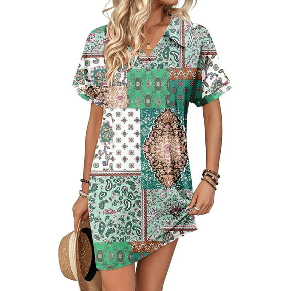 KISSMODA Womens Summer T Shirt Dress Casual Short Sleeve Beach Cover Up Tunic Tops with Pockets