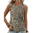 thumbnail image 1 of KISSMODA Womens Summer Tank Tops Casual Cap Sleeve Shirts Dressy Notched V Neckline Tunics Cute Printed Floral Blouses S-3Xl, 1 of 3