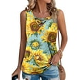 thumbnail image 1 of KISSMODA Womens Summer Tank Tops Casual Sleeveless Solid Printed Tunic Top Loose Fit V Neck Shirts, 1 of 4