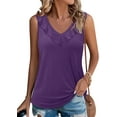 thumbnail image 1 of KISSMODA Womens Summer Tank Tops Casual Sleeveless Solid Printed Tunic Top Loose Fit V Neck Shirts, 1 of 4