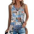 thumbnail image 1 of KISSMODA Womens Summer Tank Tops Casual Sleeveless Solid Printed Tunic Top Loose Fit V Neck Shirts, 1 of 4