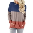 thumbnail image 1 of KISSMODA Womens Sweatshirt Striped Crew Neck Basic Trendy Autumn Fall Tunic Tops For Women Long Sleeve T Shirts, 1 of 7