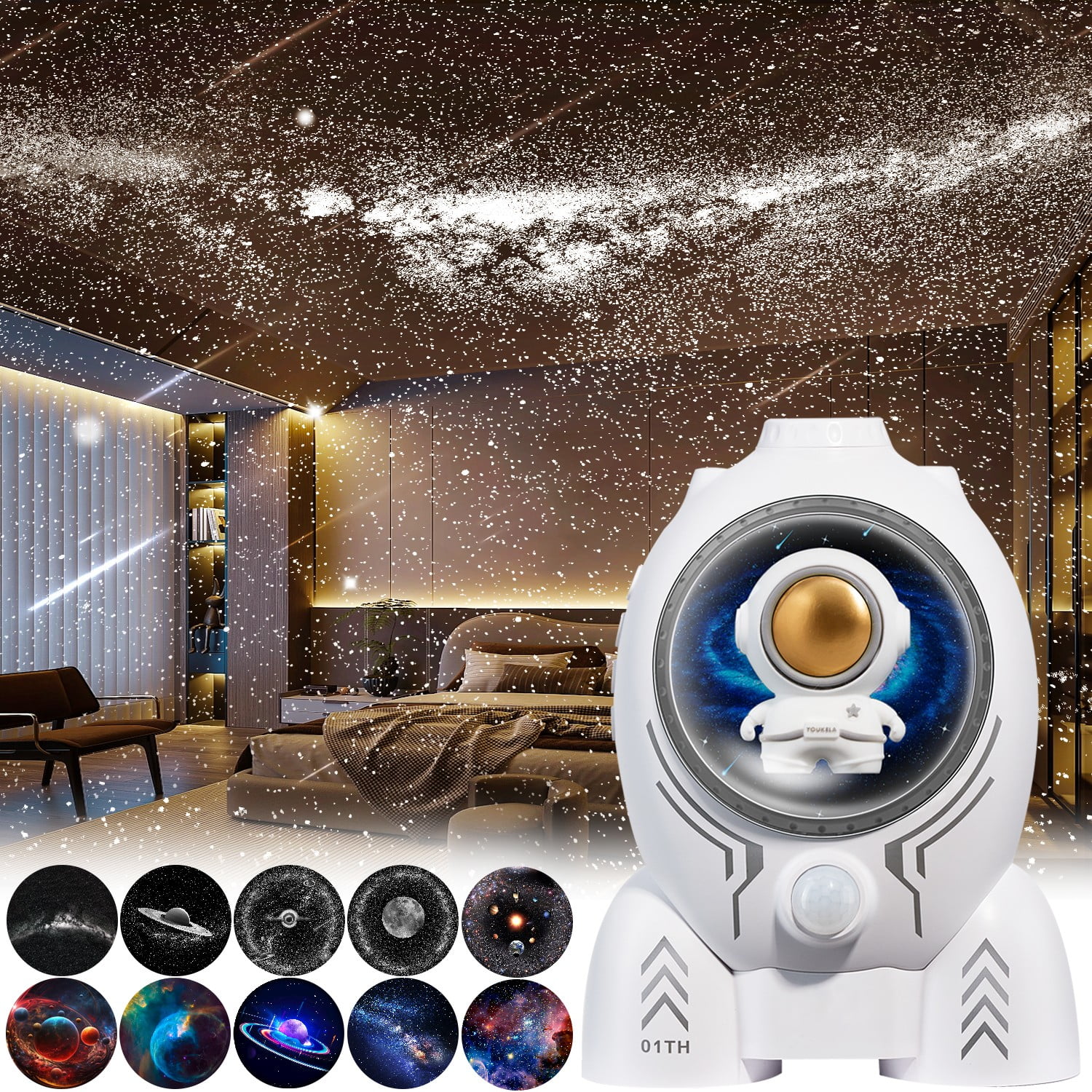 Star Projector, 10 in 1 Galaxy Projector for Bedroom, Night Light Projector with Timer 360° Rotating HD Focusable Star Lamp for Kids Room, Home Theater, Ceiling, Christmas, Room Decor