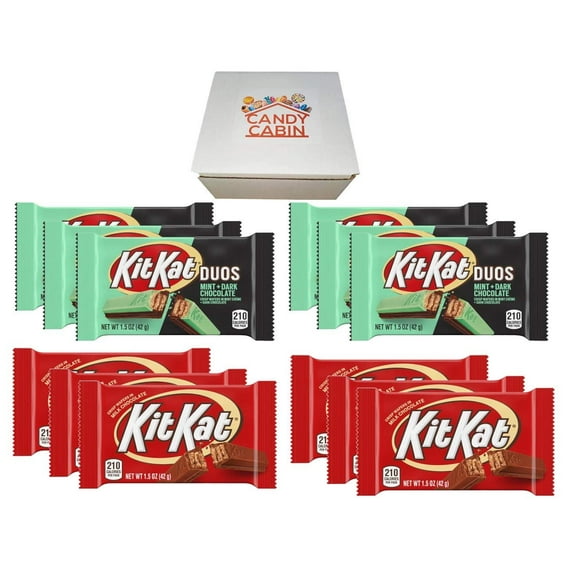 KIT KAT CHOCOLATE CANDY VARIETY BOX, 1.5 Oz BARS (Pack of 12 by CANDY CABIN Duos - Milk Chocolate