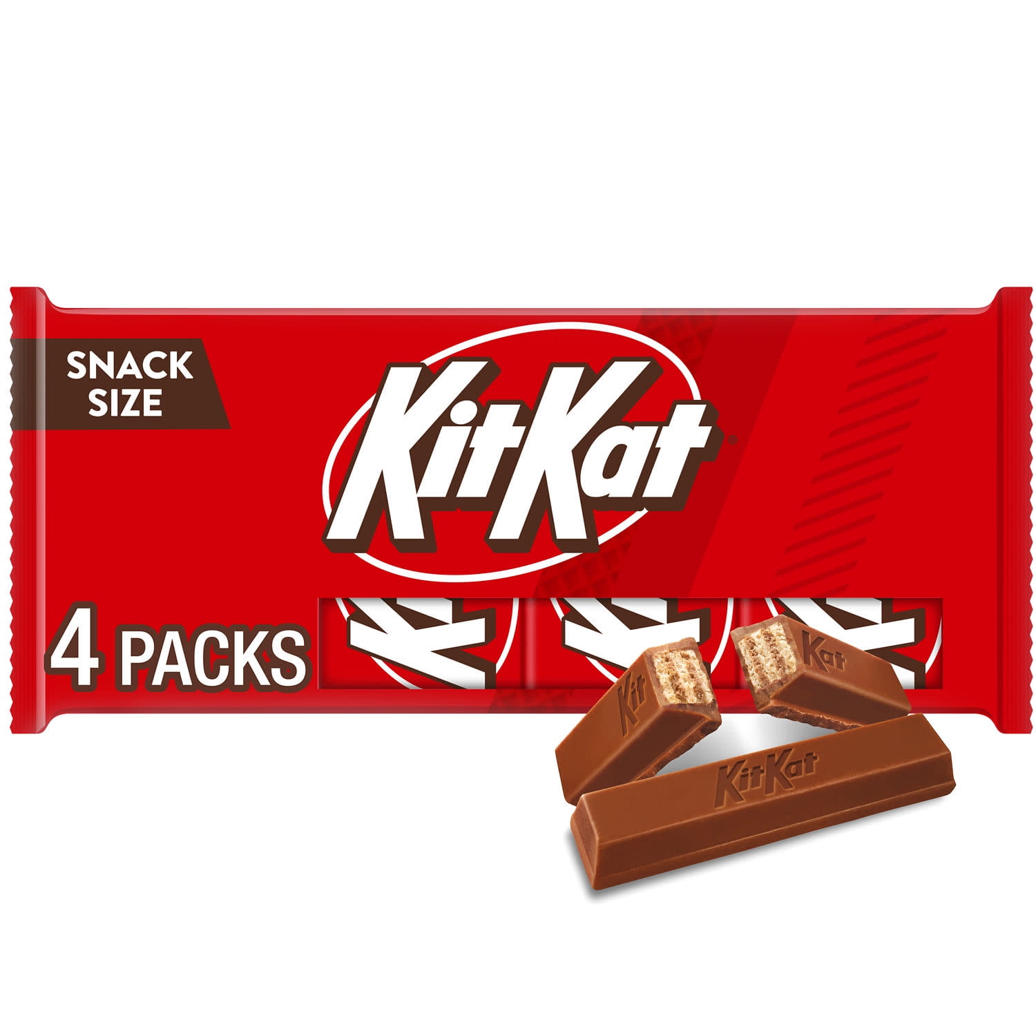KIT KAT Milk Chocolate Wafer Snack Size, Candy Bars, .49 oz (4 Count)