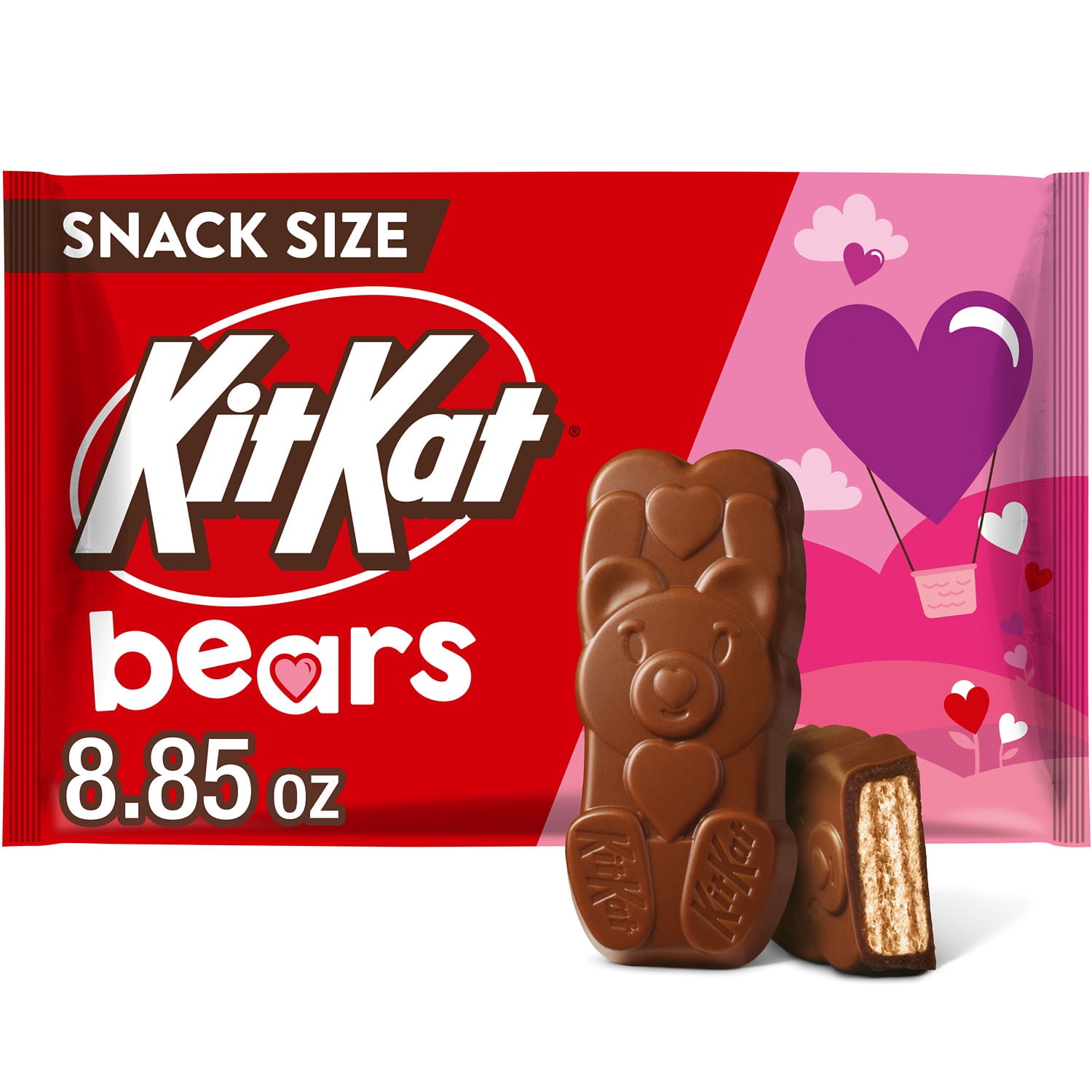 KIT KAT Milk Chocolate Wafer Snack Size Bears, Valentine's Day Candy Bag, 8.85 oz