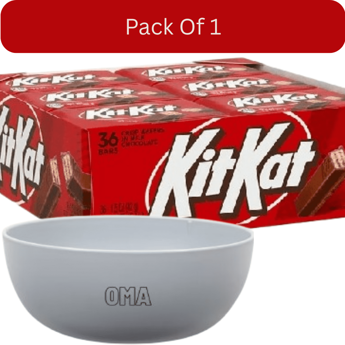 KIT KAT Milk Chocolate Wafer Candy, Full Size, 1.5 oz., 36 pk. With White Bowl By OMA