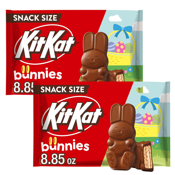 KIT KAT Milk Chocolate Wafer Snack Size Bunnies, Easter Candy Bag, 8.85 oz, Pack of 2