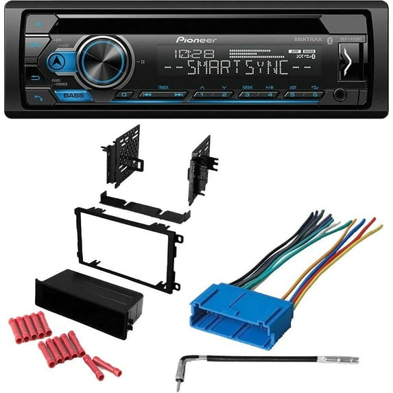 KIT2419 Bundle with Pioneer Bluetooth Car Stereo and complete Installation Kit for 2000-2005 Pontiac Sunfire Single Din Radio CD/AM/FM Radio, Dash Mounting Kit