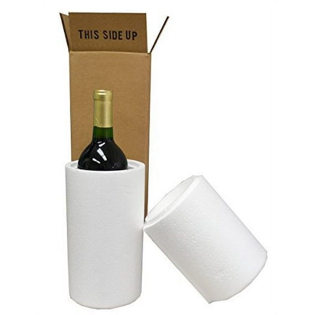 KITBIT Wine Shipping Boxes & Foam Shipper 1 Bottle (6 Boxes, 6 Foam