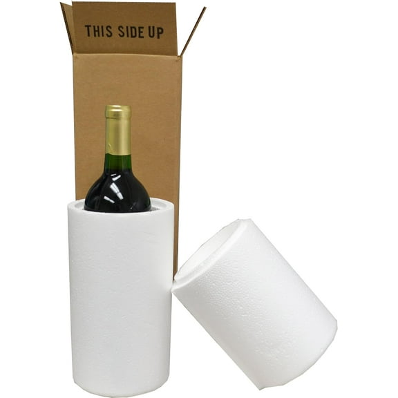 KITBIT Wine Shipping Boxes & Foam Shipper - 1 Bottle (6 Boxes, 6 Foam Containers) - 1BOXCOOL