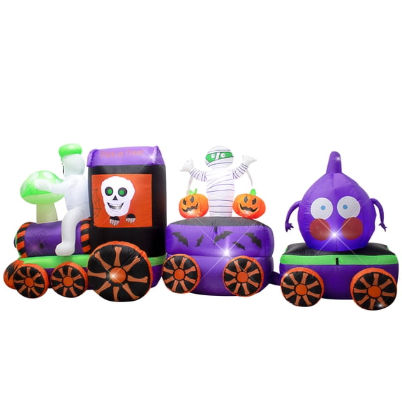 KITBONIS 11ft Length Halloween Inflatable Train Decoration with LED-Lit Halloween Decor Outdoor Holiday Yard Lawn Inflatable Garden Party Decoration
