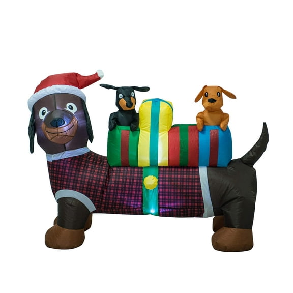 KITBONIS 4FT Christmas Inflatable Dog Decoration Dachshund Inflatable with LED-Lit Inflatable Christmas Indoor Outdoor Yard Lawn Holiday Display