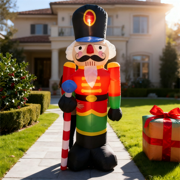 KITBONIS 5FT Inflatable Nutcracker Soldier Decoration LED Lits-Up Garden Yard Decoration Festival Celebration Inflatable Decoration