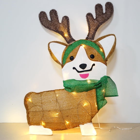 KITBONIS Christmas Dog Decor Built-In LED-Lits Cute Puppy Xmas Decoration Holiday Garden Yard Decoration
