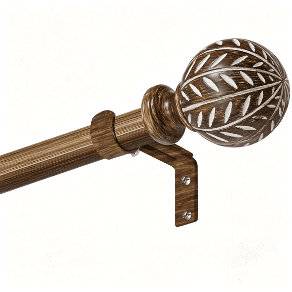 KITBONIS Curtain Rod Sets 18-64" Heavy-Duty Curtain Rod Carved Finials Cafe Curtain Rod