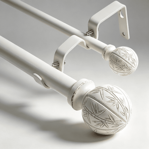 KITBONIS Double Curtain Rod Sets 6-12ft Heavy-Duty Curtain Rod Carved Double-rod Sets