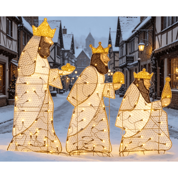 KITBONIS Nativity Scene Decoration Three Wisemen Lights Decor Sets Outdoor Decor 3PC Sets Garden Yard Decoration