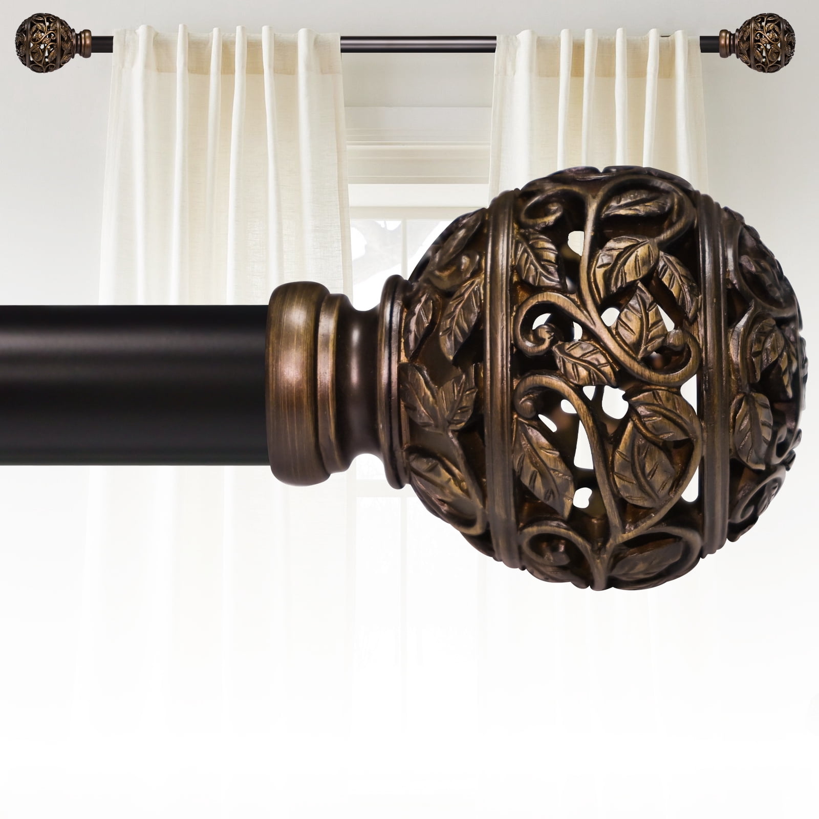 KITBONIS Vintage Curtain Rod Sets 66-120"(5.5-10ft)Adjustable 1