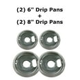 thumbnail image 1 of KITCHEN BASICS 101 Made in the USA 4 Pack (2) 6" & (2) 8" Replacement Chrome Drip Pans for Whirlpool W10278125 W10196405 W10196406, 1 of 8
