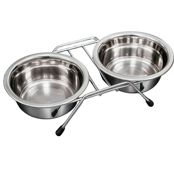 KITCHEN DIVA 2 Piece Pet Food Dish Set | Designed for Cats & Small Breed Dogs | Elevated Stand with Detachable 5 3/8" Bowls | Stainless Steel | Easy Clean, Dishwasher Safe