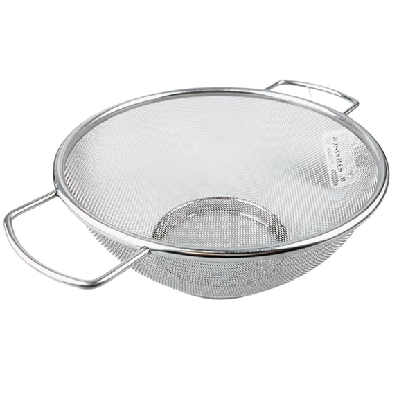 KITCHEN DIVA Fine Mesh Kitchen Strainer  Stainless Steel  7" Top Diameter  3" Height  Versatile Usage  Ergonomic Handles  Ideal for Straining, Draining, Steaming