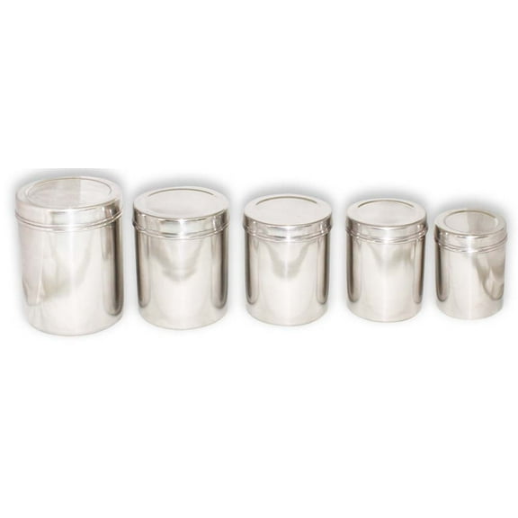 KITCHEN DIVA Modern 5 Piece Stainless Steel Canister Set | Airtight Lids, Non-Magnetic | Ideal for Storing Coffee, Flour, Sugar, Pasta & More | Sleek Design | Ultimate Kitchen Organizer