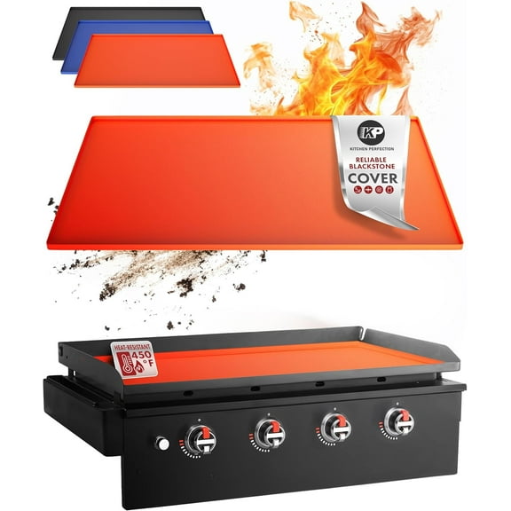 KITCHEN PERFECTION 17 Silicone Griddle Mat, 17 Inch Blackstone Griddle Cover – A Must Have Blackstone Griddle Accessories, Full Year Griddle Protection from Rust & Dirt - Heavy Duty & Food Grade