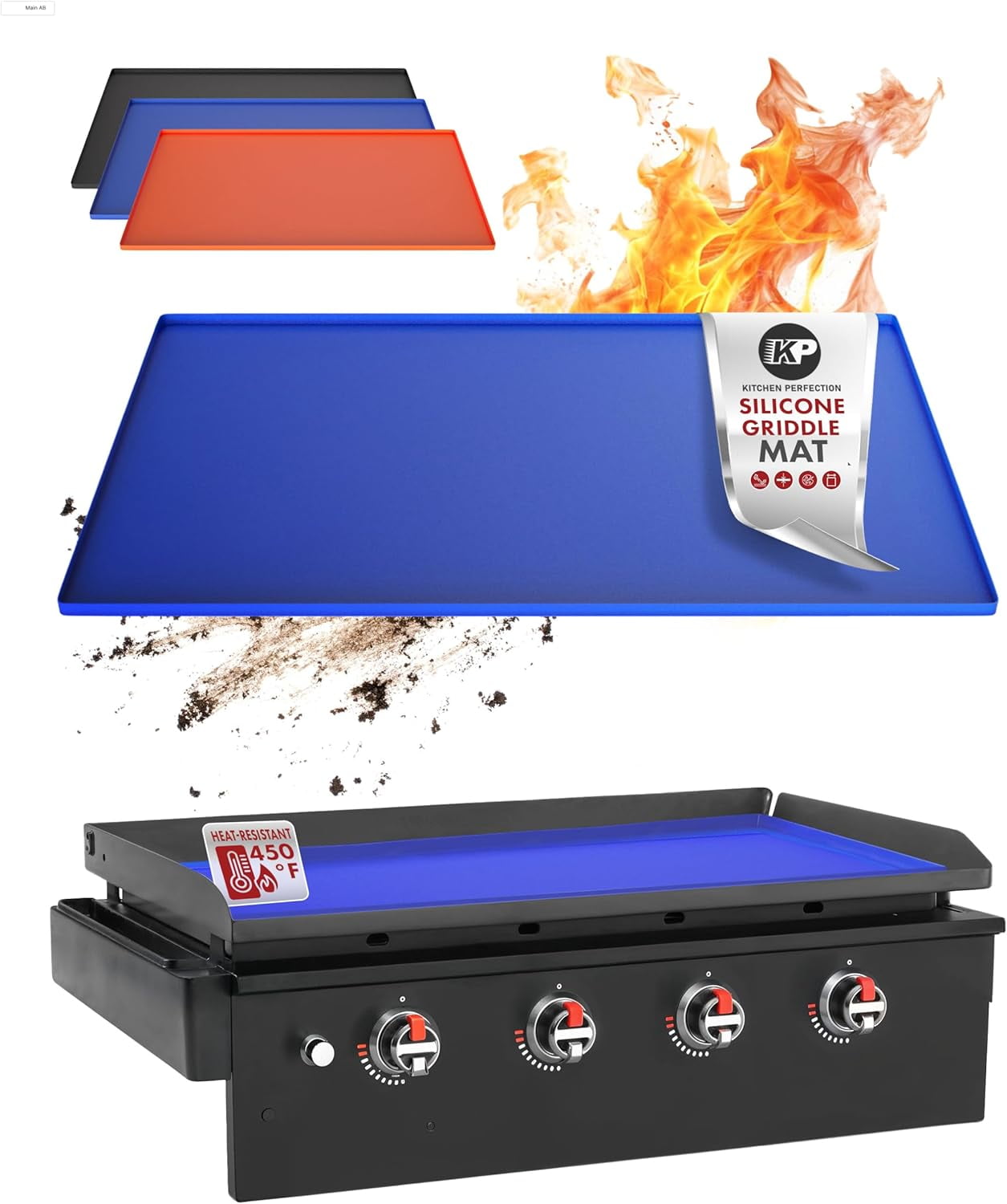 KITCHEN PERFECTION 28 Silicone Griddle Mat, 28 Inch Blackstone Griddle ...