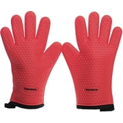 KITCHEN PERFECTION Silicone Oven Gloves Heat Resistant Waterproof BBQ Grill Cooking Gloves Set