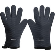 Kitchen Perfection Silicone Heat Resistant Waterproof BBQ Oven Gloves, Cooking Grill Mitts
